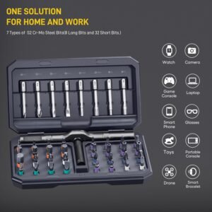 42 in 1 Magnetic Screwdriver, Screwdriver Set, Multi Bit Ratcheting Screwdriver Set with Storage Case Repair Tool Kit for Computer, Eyeglass, Bicycles, Watch, Ring Doorbell, Furniture and DIY - Image 10
