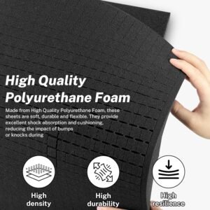 Polyurethane Foam Padding, 16 x 12 x 3 Inch Black Perforated Pick and Pluck Foam Sheets for Tool Box, Camera, Crafts and Storage 12 Polyurethane Foam Padding, 16 x 12 x 3 Inch Black Perforated Pick and Pluck Foam Sheets for Tool Box, Camera, Crafts and Storage - Image 4