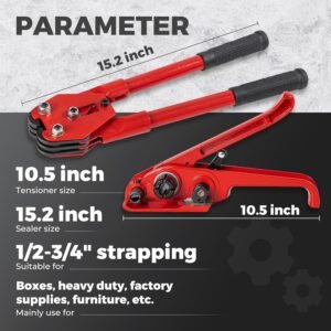 Pallet Banding Strapping Kit, 5/8"x 1000' Heavy Duty PET Strapping with Tensioner and Sealer Tool, 100 Metal Seals for Shipping, Moving, Warehouses, and Industrial Bundling, 1480 lbs Break - Image 5