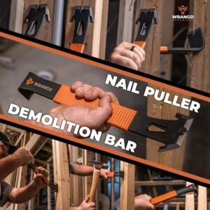 15" Flat Bar Pry Bar - Heavy Duty Crowbar with Nail Puller - High Carbon Steel with Soft Shock Absorbing Grip & Wide Winged Ends - Demolition Tools for Home Improvement & Construction - Image 6