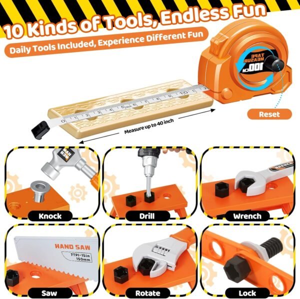 Kids Tool Set 46 PCS, Christmas Birthday Gifts for Kids Ages 3,4,5,6,7,8, Toddler Tool Set with Portable Tool Box & Electronic Toy Drill, Construction Toys Tools for Toddlers, Tool Kits for Boys Girls 6 81CCO3ZDqyL. AC SL1500