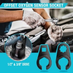 DURATECH 5PCS O2 Oxygen Sensor Socket Thread Chaser Set, 3/8" 1/2" Drive x 7/8" 22mm Oxygen Sensor Remover O2 Sensor Removal Tool Kit - Image 4