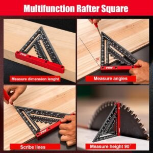 VNW 7inch Rafter Square and 12inch Combination Square Set -CNC-Machined Aluminum Alloy,Heavy Duty Carpenter Square for Woodworking and Home DIY - Image 6