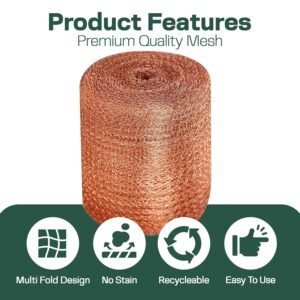 3rd Gen Raytrends Copper Mesh Rodent Control Kit, 5 Inch x 35ft Rustproof Copper Wool Blend, Ideal for Sealing Water Gaps, Gardening - DIY Hole Filler with Scissors, Gloves & Packing Tool 12 3rd Gen Raytrends Copper Mesh Rodent Control Kit, 5 Inch x 35ft Rustproof Copper Wool Blend, Ideal for Sealing Water Gaps, Gardening - DIY Hole Filler with Scissors, Gloves & Packing Tool - Image 4