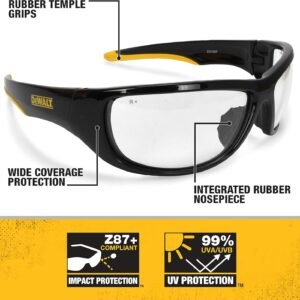 Dewalt Dominator Safety Glasses Dpg94 Unisex Adult Non Slip Polarized Mirrored Rubber Full Rim - Image 3