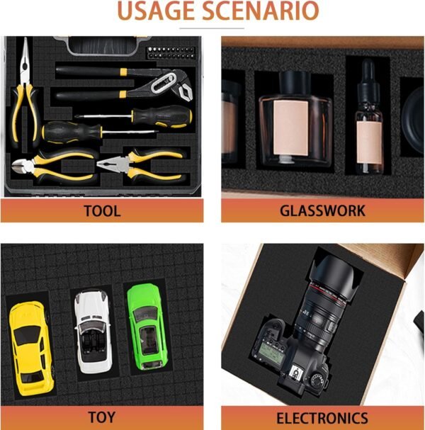 Pre-Cubed Pick & Pluck Foam Sheets - 4-Pack (12"x12"x2") Polyurethane Apart Insert Pads Liners for Toolboxes, Storage Drawer and Crafts 7 81Fhvtn2tKL. AC SL1500