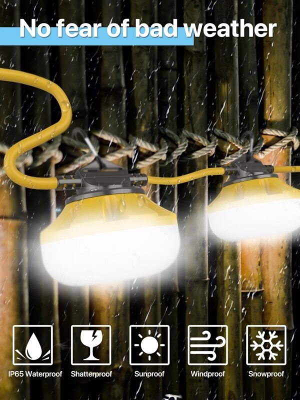 HYPERLITE Construction String Lights: 50FT 5 Bulbs Work Lights with Climbing Hooks - IP65 Waterproof Linkable LED Industrial Temporary Lighting for Construction Sites Attic Crawlspace Renovation 7 81Gyg+Wyo5L. AC SL1500