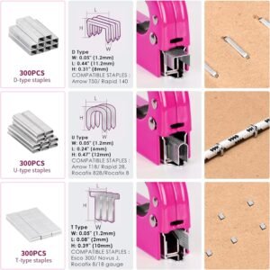 33Pcs Pink Staple Gun Tool Set, 3 in 1 Upholstery Staple Gun for Wood Heavy Duty and 900 Staples, Perfect for DIY Decoration, Crafts, Carpentry, Arts, Pink Tool Kit for Women 17 33Pcs Pink Staple Gun Tool Set, 3 in 1 Upholstery Staple Gun for Wood Heavy Duty and 900 Staples, Perfect for DIY Decoration, Crafts, Carpentry, Arts, Pink Tool Kit for Women - Image 7