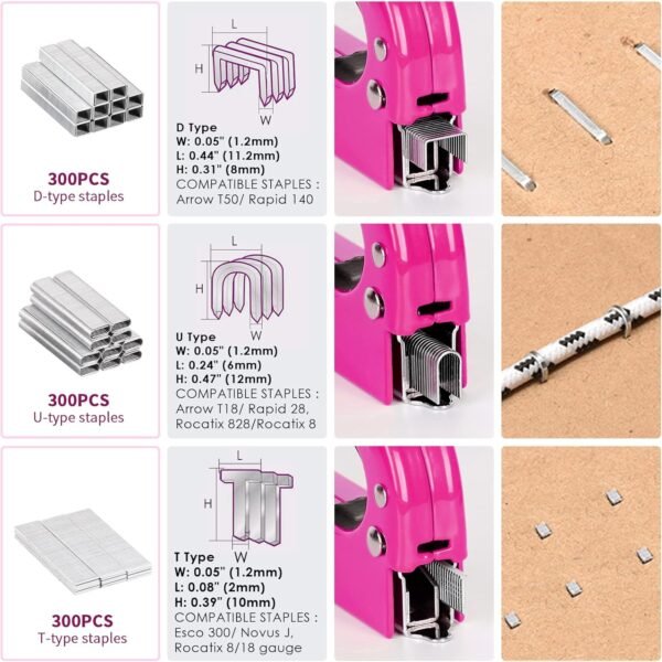 33Pcs Pink Staple Gun Tool Set, 3 in 1 Upholstery Staple Gun for Wood Heavy Duty and 900 Staples, Perfect for DIY Decoration, Crafts, Carpentry, Arts, Pink Tool Kit for Women 7 81HSPHmQzRL. AC SL1500