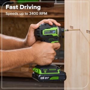Greenworks 24V Cordless Brushless 400 in-lbs Drill/Driver+1950 in-lbs Impact Driver Combo,High Torque, Lightweight, (2) 2.0Ah USB-C Batteries(12,000mAh Power Bank) and 65W USB-C Fast Charger(3-Port) - Image 13