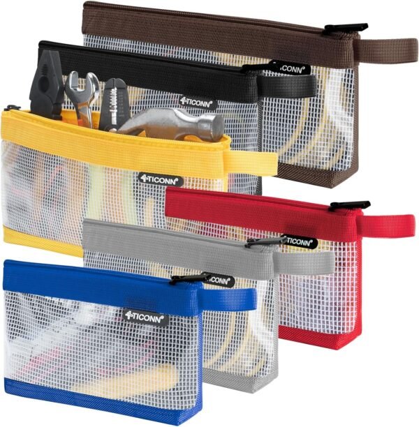 TICONN Tool Pouch, 1680D Oxford Small Tool Bag, Tool Pouches with Zipper, Clear Utility Bag Zipper Pouch for Tool Organizers and Storage (6PK Combo) 2 81ILtimWCqL. AC SL1500