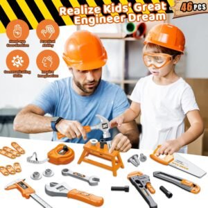 Kids Tool Set 46 PCS, Christmas Birthday Gifts for Kids Ages 3,4,5,6,7,8, Toddler Tool Set with Portable Tool Box & Electronic Toy Drill, Construction Toys Tools for Toddlers, Tool Kits for Boys Girls 11 Kids Tool Set 46 PCS, Christmas Birthday Gifts for Kids Ages 3,4,5,6,7,8, Toddler Tool Set with Portable Tool Box & Electronic Toy Drill, Construction Toys Tools for Toddlers, Tool Kits for Boys Girls - Image 3