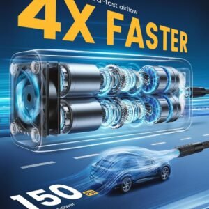 Tire Inflator Portable Air Compressor - Lamicall [4X Faster][150 PSI] Car Bike Air Pump with Rechargeable Battery, Pressure Gauge Display, LED Light, Cordless Pump for Cars, Motorcycle, Bike, Ball - Image 4