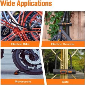 NDakter Bike Locks Heavy Duty Anti Theft, Combo Bike U Lock, 4-Digit Resettable Combination Bicycle Lock, Large U Shaped Ebike Lock with 5Ft Steel Cable for Electric Bike, Escooter, Motorcycle,Door - Image 8