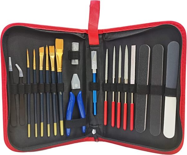 20 Pcs | HOPLEX Model Tools Kit 20 in 1 Adults Hobby Building Tools Set Basic Tools with Nippers Tweezers Needle Files Polishing Bars for Car Airplane Model Building Repairing and Fixing 2 81L7T+OzwkL. AC SL1500