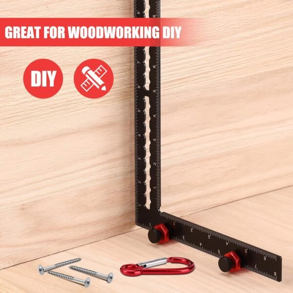 Stair Gauge with Anti-Drop Holder & Carabiner, Tall Aluminum Alloy Stair Gauges for Framing Square, Attachment Tool and Guide for Circular Saw, Red 6 81LsbAGf2yL. SL1500