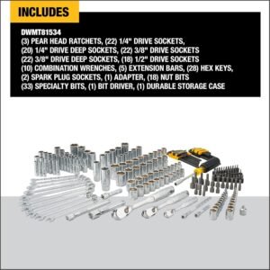 DEWALT Mechanics Tool Set, 1/4" & 3/8" & 1/2" Drive, SAE/Metric, 205-piece (DWMT81534) - Image 4