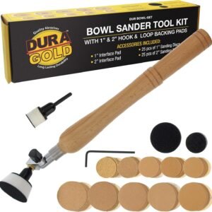 Dura-Gold Woodturning Bowl Sander Tool Kit - 1" & 2" Hook & Loop Backing Pads, 50 Sanding Discs (60 to 320 Grit), Dual Bearing, Hardwood Handle, 1/4" Mandrel, Sandpaper Woodworking 9 Dura-Gold Woodturning Bowl Sander Tool Kit - 1" & 2" Hook & Loop Backing Pads, 50 Sanding Discs (60 to 320 Grit), Dual Bearing, Hardwood Handle, 1/4" Mandrel, Sandpaper Woodworking - Image 2
