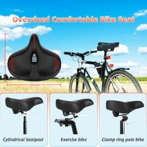 Oversized Bike Seat for Peloton Bike & Bike+, Comfort Seat Cushion Compatible with Peloton, Road or Exercise Bikes, Bicycle Wide Saddle Replacement for Men & Women, Accessories for Peloton - Image 5