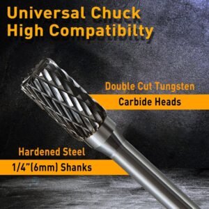 Carbide Burr Set 1/4 Shank w/Big Beech Holder Die Grinder Bits Drill Bits Grinding Bits for Metal Rotary Tool Attachment Accessories Rasp Weld Wood Stone for Milwaukee Dewalt (FO-1) - Image 4