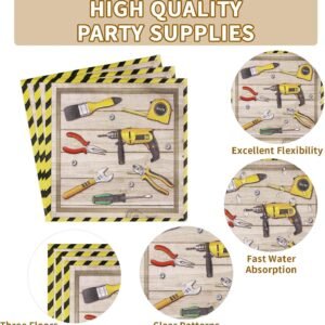 Grencian 96 PCS Handyman Tools Party Supplies Handyman Tools Party Plates 350GSM Disposable Handyman Tools Birthday Tableware Set for Little Builder Carpentry Construction Birthday Party, Serves 24 - Image 4