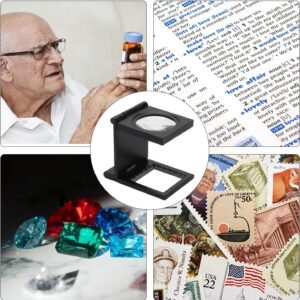 Rongon Pocket Magnifying Glasses Three-Folding Magnifier 10X 28MM Zinc Alloy Small Loupe Mini Magnifying Glass with Scale for Jewelry Sewing Textile Optical Thread Collection Repair - Image 7