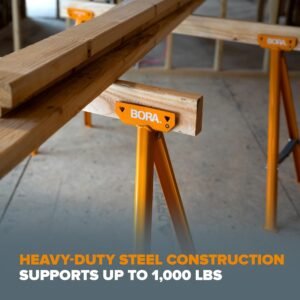 BORA Jobhorse Saw Horses 2 Pack of Leg Brackets (Builds 1 Saw Horse) - 1000 lb Capacity Heavy Duty Steel Saw Horse Brackets 2x4 - Stable on Any Terrain for Quick Setup Woodworking & DIY Tools PM-3310 - Image 5