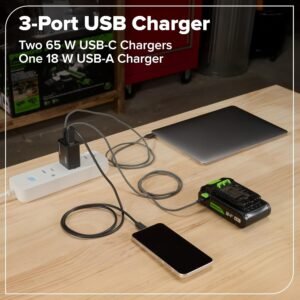 Greenworks 24V Cordless Brushless 400 in-lbs Drill/Driver+1950 in-lbs Impact Driver Combo,High Torque, Lightweight, (2) 2.0Ah USB-C Batteries(12,000mAh Power Bank) and 65W USB-C Fast Charger(3-Port) - Image 17