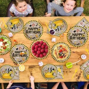 Grencian 96 PCS Handyman Tools Party Supplies Handyman Tools Party Plates 350GSM Disposable Handyman Tools Birthday Tableware Set for Little Builder Carpentry Construction Birthday Party, Serves 24 - Image 7