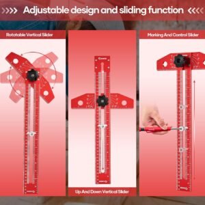 Saker Woodworking Scriber Marking Line Ruler, Adjustable Aluminum Alloy Sliding T-Square Ruler,Precision Line Drawing aid Ruler with Angle Adjustment Scale - Image 7