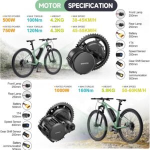 BAFANG 500/750/1000W Mid Drive Kit - 36V/48V/52V BBS02B CAN Bus Electric Bike Conversion Kit Ebike Conversion Kit for 68-73/100/120MM Mountain Bike Road Bike with Ebike Display & Battery (Optional) - Image 3
