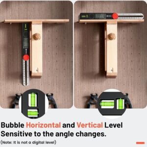 HARDELL Digital Angle Finder, 8 inch 230mm T-Bevel Protractor Ruler, Horizontal Vertical Bubble levels with Large LED Screen, 0-338 Degree Angle Measuring Tool, Suitable for Carpenters, Woodworkers - Image 4