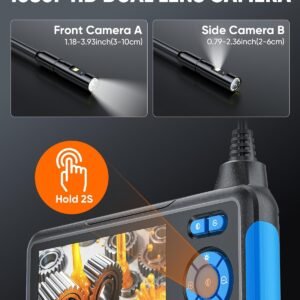 Industrial Endoscope Borescope Inspection Camera with Light, Dual Lens Snake Drain Bore Scople Digital Cameras 1080P, 4.3 Inch LCD Screen, 16.5FT Semi-Rigid Cable - Image 4