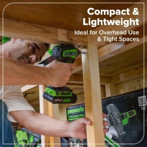 Greenworks 24V Cordless Brushless 400 in-lbs Drill/Driver+1950 in-lbs Impact Driver Combo,High Torque, Lightweight, (2) 2.0Ah USB-C Batteries(12,000mAh Power Bank) and 65W USB-C Fast Charger(3-Port) - Image 15