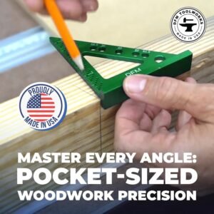 DFM Small Carpenters Work Tools w/Fixed Miter Angle Pin - Precision Woodworking - 3.5" x 3.75" Size for Pocket 1/16" Scribe Holes 5 x 1/4" Pin Holes - Made in USA - English Blue - Image 6