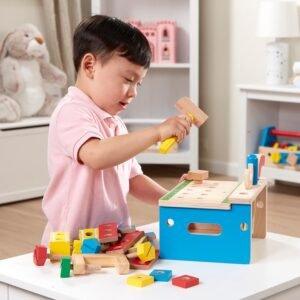 Melissa & Doug Hammer and Saw Tool Bench - Wooden Building Set (32 pcs),Multicolor,1Size - Image 9