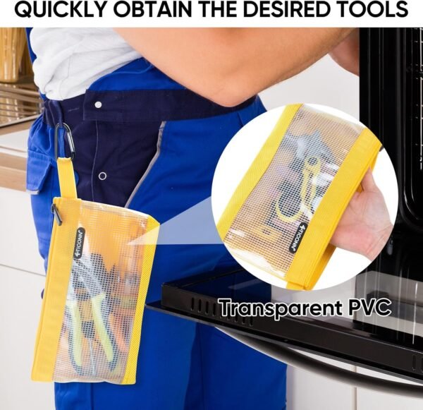 TICONN Tool Pouch, 1680D Oxford Small Tool Bag, Tool Pouches with Zipper, Clear Utility Bag Zipper Pouch for Tool Organizers and Storage (6PK Combo) 4 81WRQ4YYBUL. AC SL1500