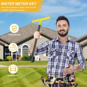 Water Meter Key 17 Inch & 4-Way Utility Keys, Steel T-Handle, Water Meter Shut Off Tool for Curb Main Shut Off Valve - Image 8