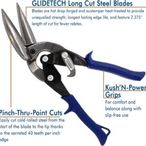 MIDWEST Power Cutters Long Cut Snip - Straight Cut Offset Tin Cutting Shears with Forged Blade & KUSH'N-POWER Comfort Grips - MWT-6516 - Image 4