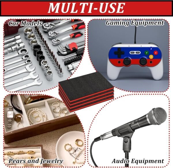 6 Pack Tool Box Foam Inserts for Cases, 22x18x1 Inch Tool Box Liner Polyethylene Tool Foams Sheets, Toolbox Kaizen Organizer and Storage Tool Shadow (6 Pcs Foam, Red & Black) 6 81X5JVyKo3L. AC SL1500