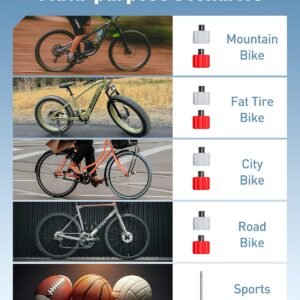 AUXITO Bike Pump, Mini Electric Bicycle Pump with Guage 20s Fast Inflate, 120PSI Bike Tire Pump with Presta & Schrader Valve Adaptor, Bike Accessories for Road Mountain Bike, E-Bike, Motorcycle - Image 5