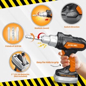 Kids Tool Set 46 PCS, Christmas Birthday Gifts for Kids Ages 3,4,5,6,7,8, Toddler Tool Set with Portable Tool Box & Electronic Toy Drill, Construction Toys Tools for Toddlers, Tool Kits for Boys Girls 12 Kids Tool Set 46 PCS, Christmas Birthday Gifts for Kids Ages 3,4,5,6,7,8, Toddler Tool Set with Portable Tool Box & Electronic Toy Drill, Construction Toys Tools for Toddlers, Tool Kits for Boys Girls - Image 4