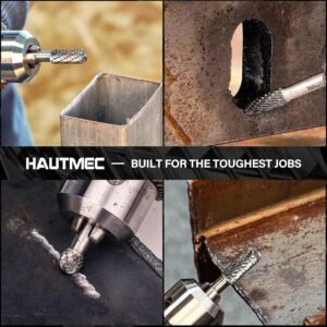HAUTMEC Tungsten Carbide Rotary Burr Bit Set– 1/4" Shank with Portable Storage Bag, Double Cut Tungsten Rotary File for Die Grinder, Suit for Metal Carving, Grinding, Engraving & Deburring - HT0453 - Image 7