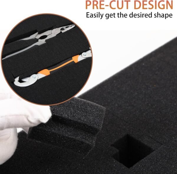 Pre-Cubed Pick & Pluck Foam Sheets - 4-Pack (12"x12"x2") Polyurethane Apart Insert Pads Liners for Toolboxes, Storage Drawer and Crafts 5 81az4T4n31L. AC SL1500