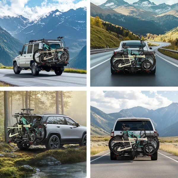 Favoto Electric Bike Rack with Ramp - Foldable Hitch Mounted EBike Carrier for SUV, Truck, RV, Tiltable Heavy Duty Rack Fits 2" Receiver, Holds 200 lbs, Fits Fat Tires up to 4" 9 81cljzN 4L. AC SL1500