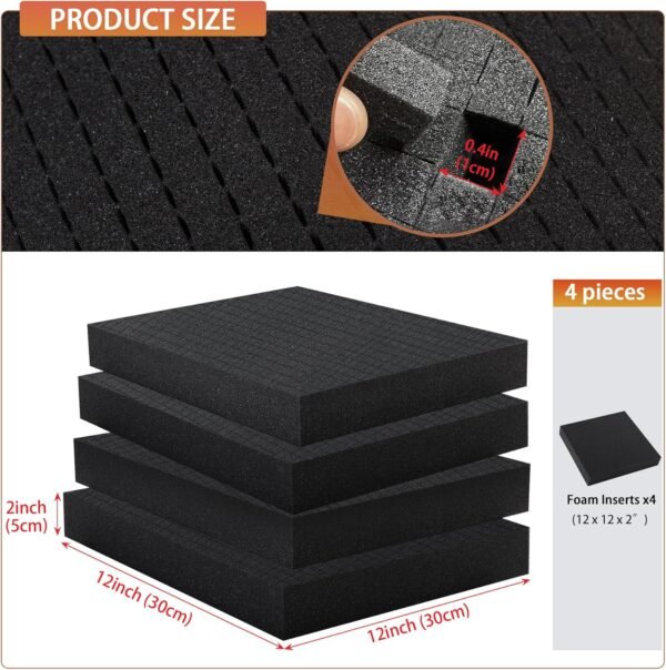 Pre-Cubed Pick & Pluck Foam Sheets - 4-Pack (12"x12"x2") Polyurethane Apart Insert Pads Liners for Toolboxes, Storage Drawer and Crafts 3 81eeAupqnSL. AC SL1500