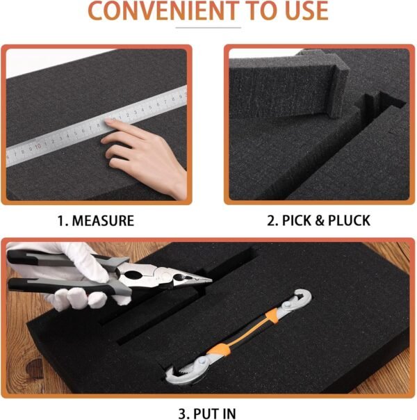 Pre-Cubed Pick & Pluck Foam Sheets - 4-Pack (12"x12"x2") Polyurethane Apart Insert Pads Liners for Toolboxes, Storage Drawer and Crafts 6 81gXppyJaAL. AC SL1500