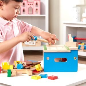 Melissa & Doug Hammer and Saw Tool Bench - Wooden Building Set (32 pcs),Multicolor,1Size - Image 10