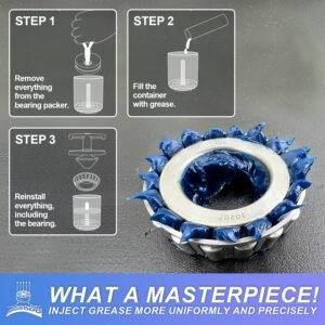Rotation Handle Bearing Packer Tool - Inject Grease Safely, Easily, Effortlessly - Wheel Grease Packer with 50-Inch Drop Protection and Automatic Center Locator 13 Rotation Handle Bearing Packer Tool - Inject Grease Safely, Easily, Effortlessly - Wheel Grease Packer with 50-Inch Drop Protection and Automatic Center Locator - Image 6