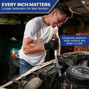 Rhino Wrench Extender Tool Bar - Extra-Long 15 Inch Wrench Extension for Maximum Leverage - Torque Multiplier with Non-Slip Gloves and Microfiber Towel - Solid Steel Tools (Extra Large) - Image 4